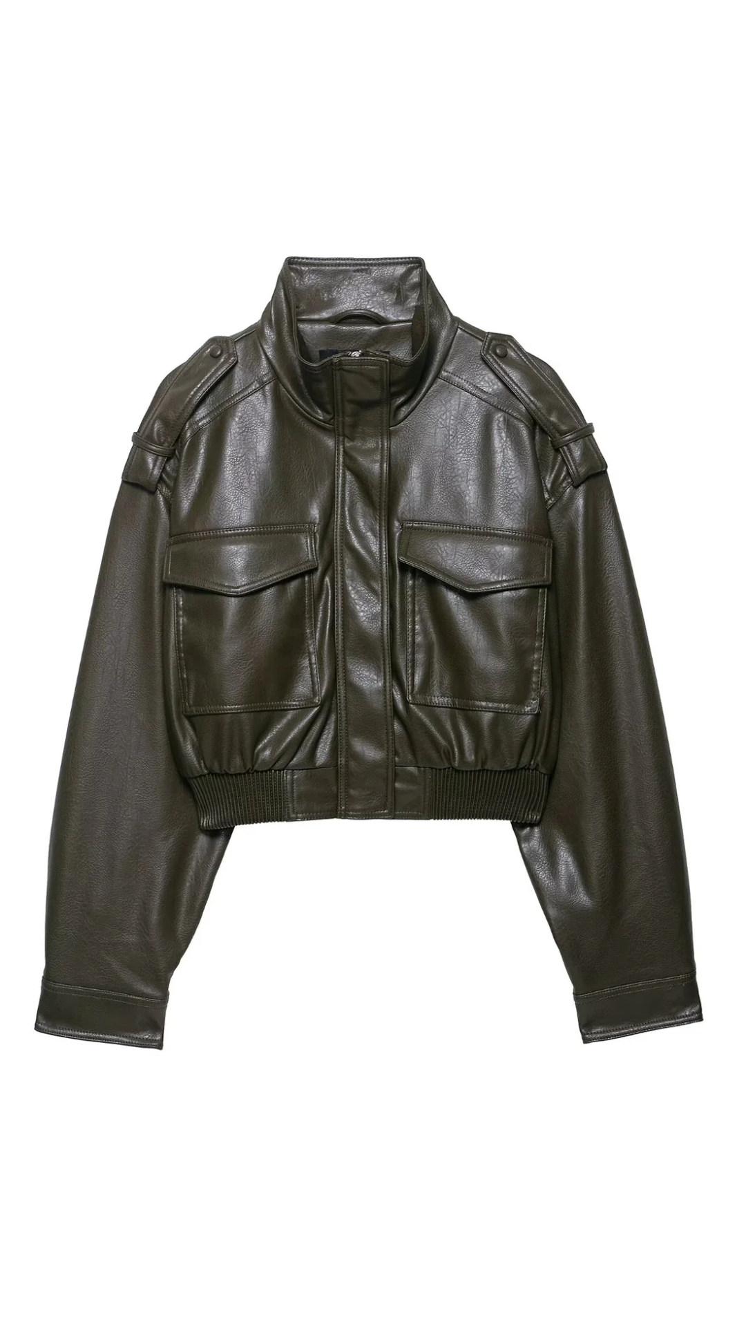 Kaya – Cropped PU-Leather Bomber