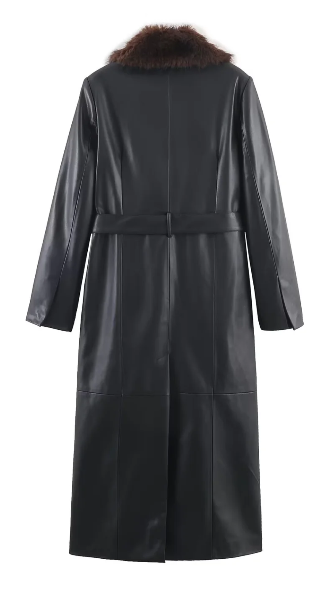 Elyra – Faux-Leather Wintermantel mit Pelzkragen